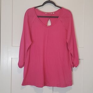 Soft Surroundings Anissa Raw Edge Keyhole Back Pima Cotton Pink Size PXL